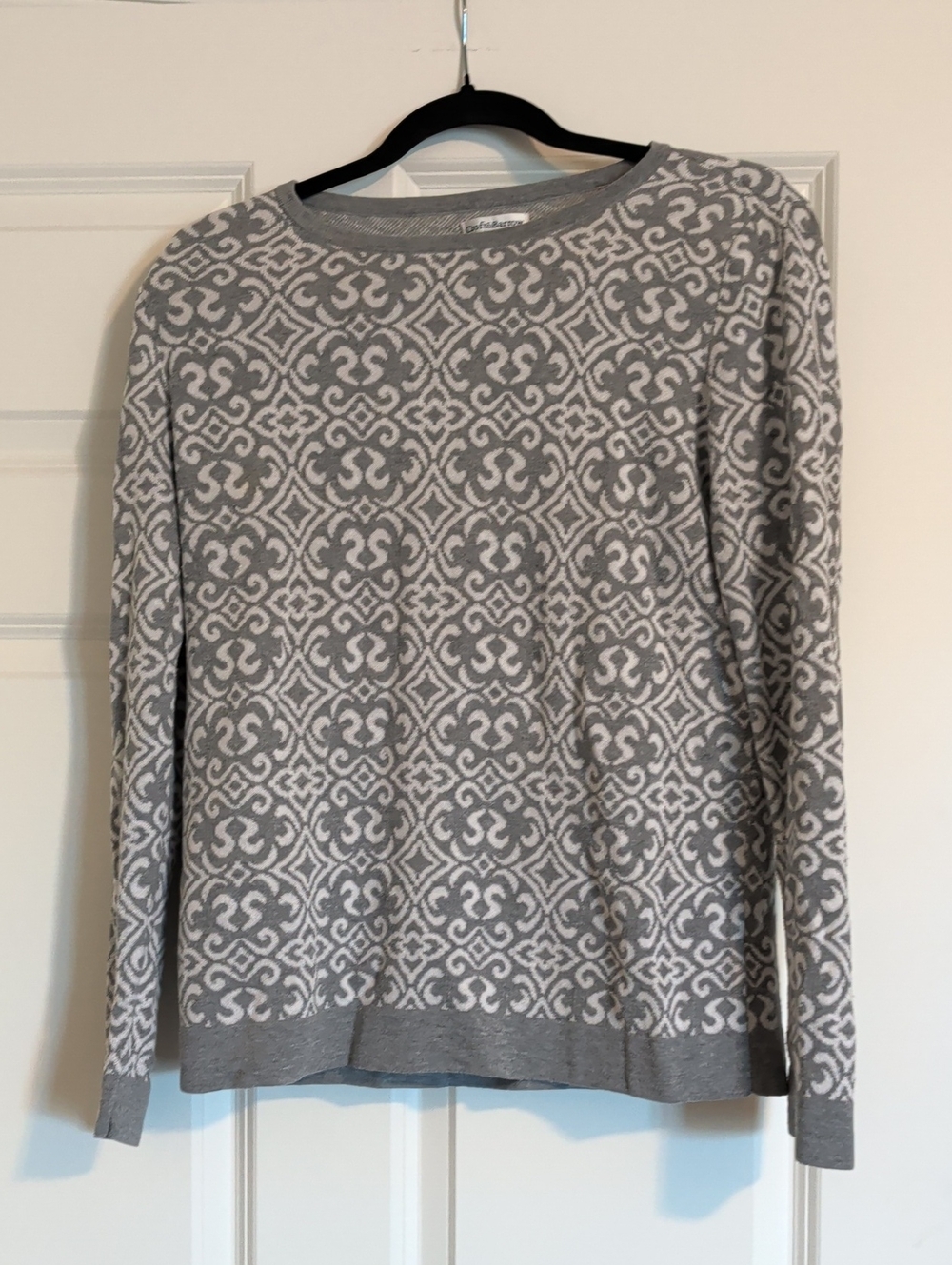 Gray and White Patterned Women's Sweater